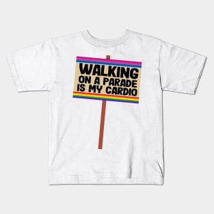 Walking On A Parade Is My Cardio Funny Bi Pride Kids T-Shirt